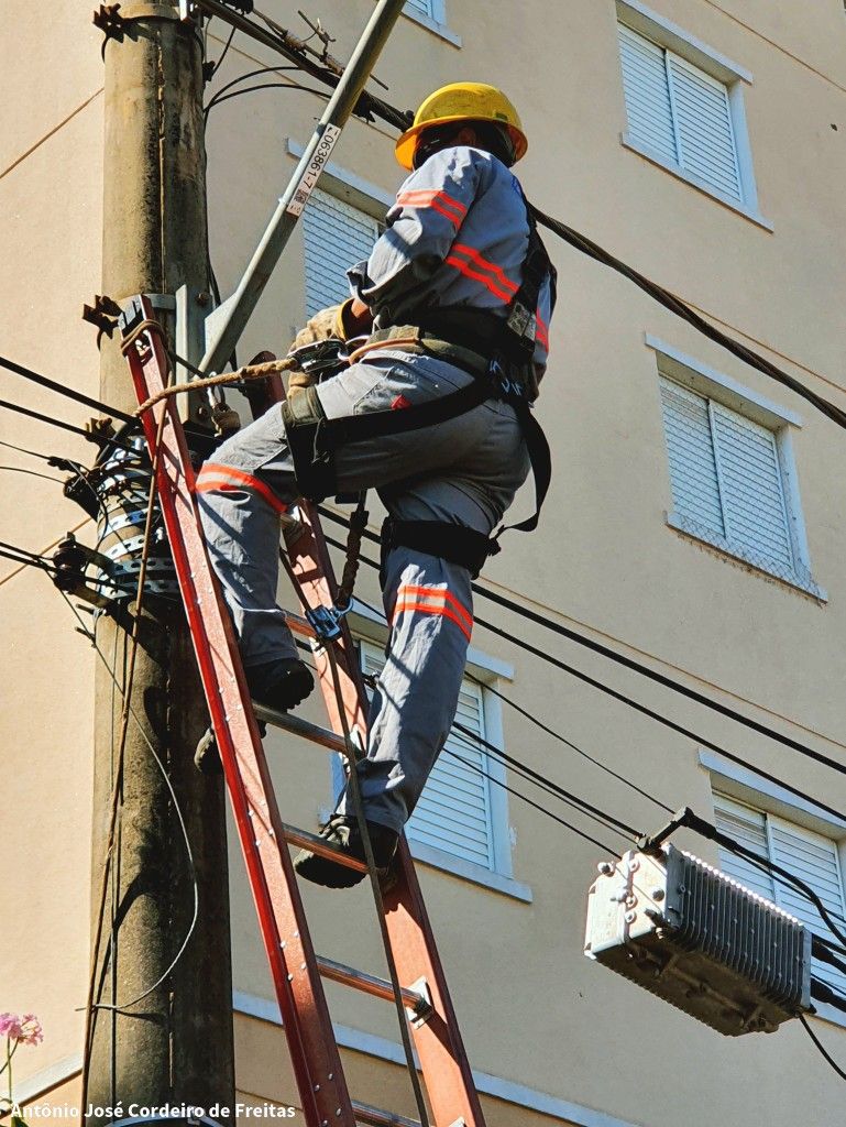 Professional electrician at work